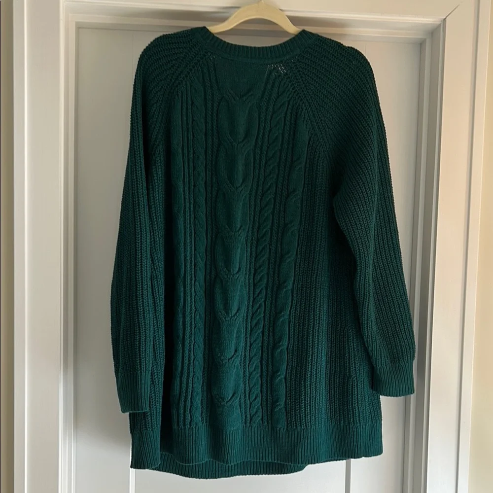J. Jill Forest Green Crew Neck Sweater with Cable Knit - Picture 3 of 7